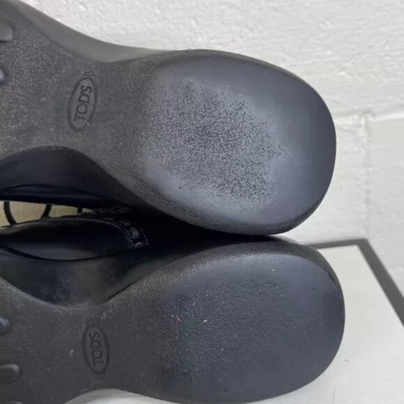 TOD's Women's Cap Toe Black Leather Ankle Boots Thread Accent Lace up Size 8 US - Picture 11 of 11